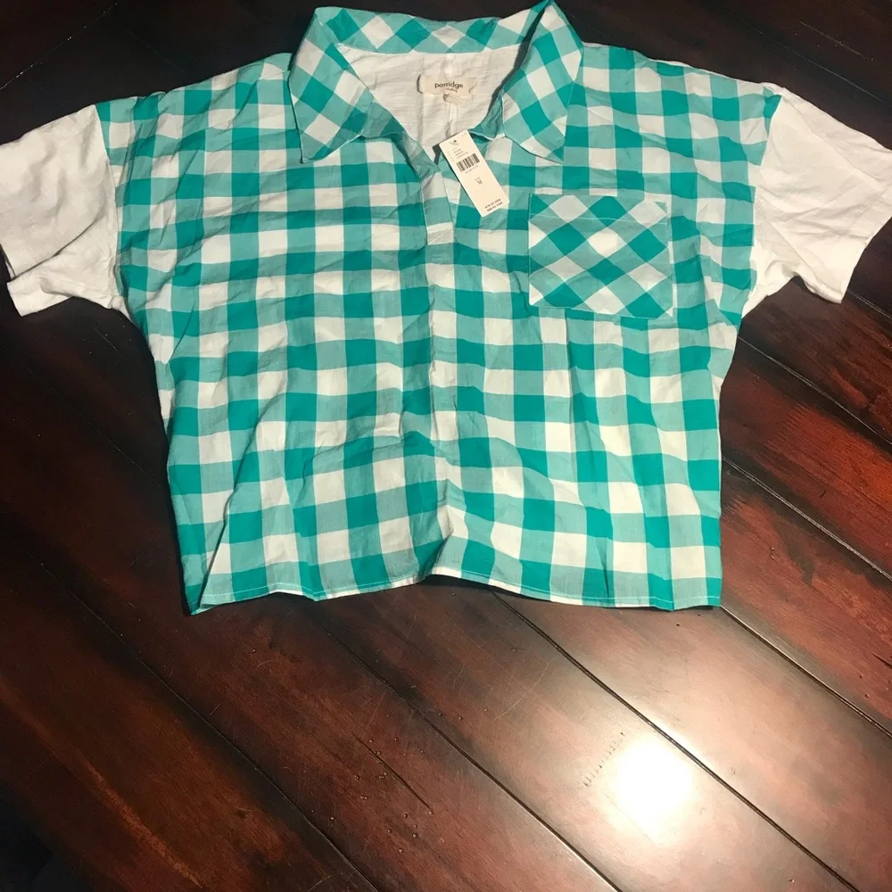 NWT Anthropologie Golda Gingham Tie-back Top. Size medium - Picture 4 of 7